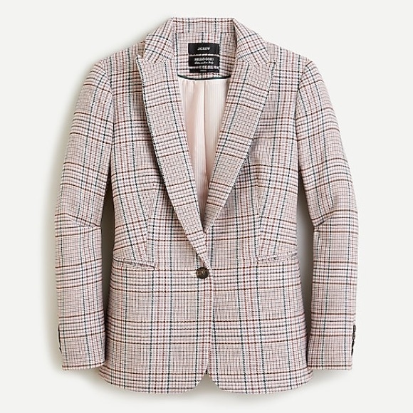 J. Crew Parke Blazer in Ivory Plaid Italian Wool